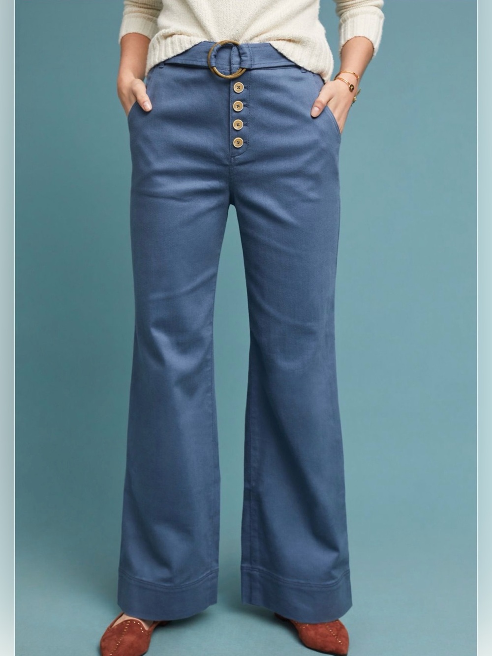 Anthropologie Cassidy Belted Wide-Leg Pants